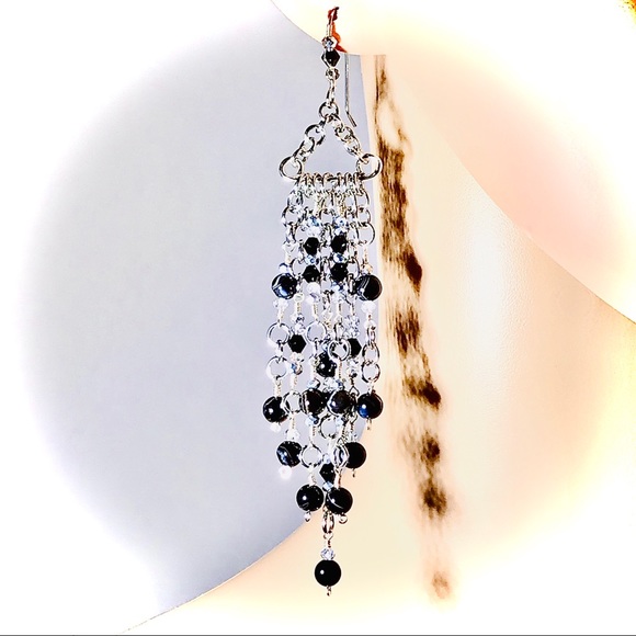 Artisan Lacey Chandelier Earrings in Black/Silver - Picture 1 of 6